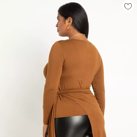 Asymmetric Long Top With Waist Tie - Picture 3 of 4